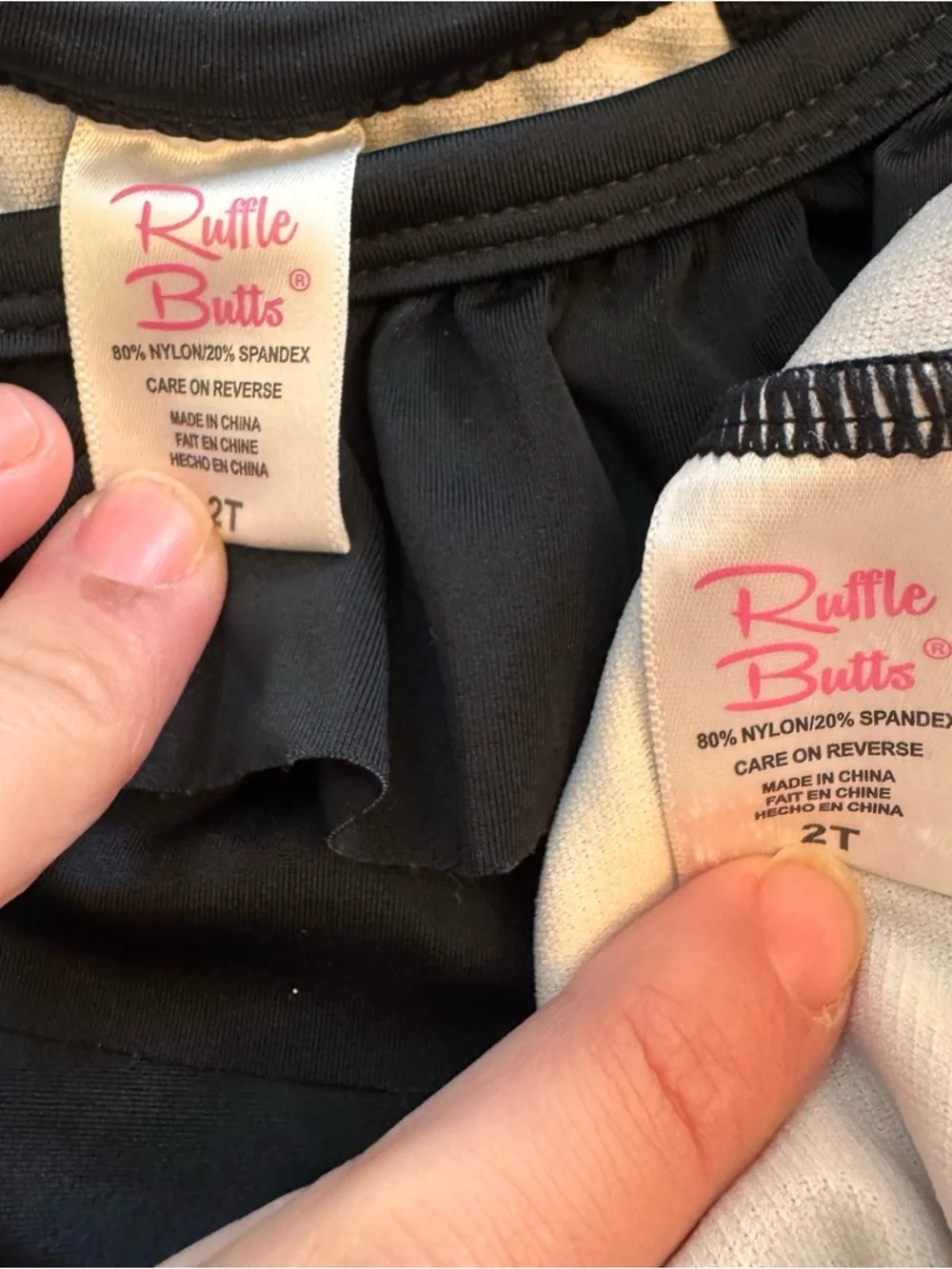 RuffleButts Girls‎ 2T Black Striped Ruffle Two Piece Bikini Swimsuit Set
